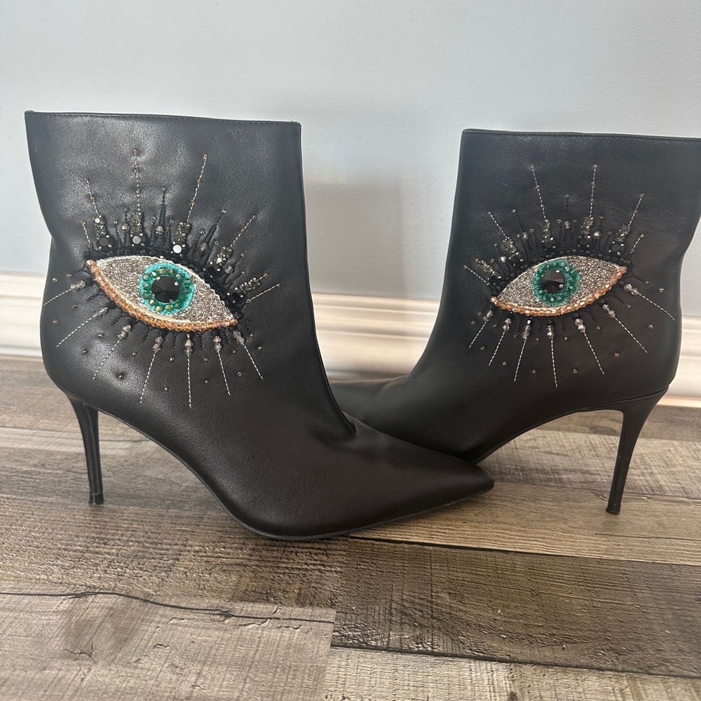 Kurt Geiger Black Eye Embellished Heeled Boots